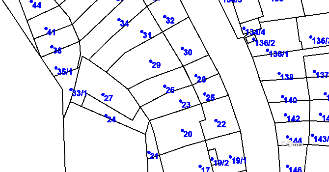 Parcela st. 26 v KÚ Komín, Katastrální mapa