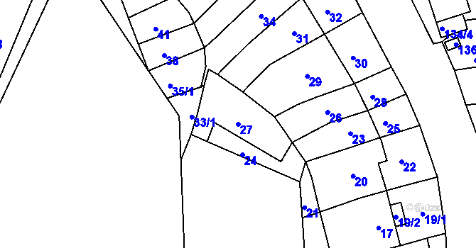 Parcela st. 27 v KÚ Komín, Katastrální mapa