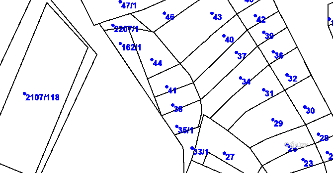 Parcela st. 41 v KÚ Komín, Katastrální mapa