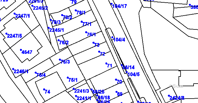 Parcela st. 72 v KÚ Komín, Katastrální mapa