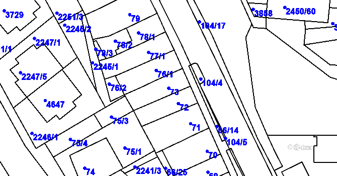 Parcela st. 73 v KÚ Komín, Katastrální mapa