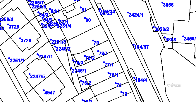 Parcela st. 78/1 v KÚ Komín, Katastrální mapa
