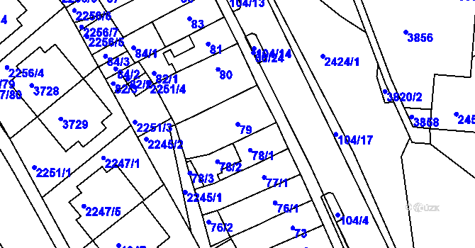 Parcela st. 79 v KÚ Komín, Katastrální mapa