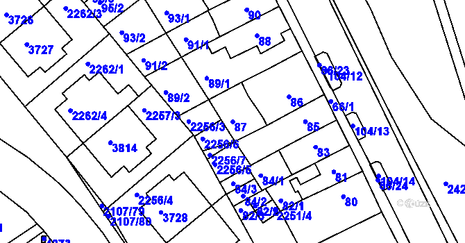 Parcela st. 87 v KÚ Komín, Katastrální mapa