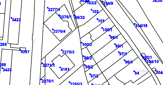 Parcela st. 100/2 v KÚ Komín, Katastrální mapa