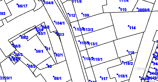 Parcela st. 113/2 v KÚ Komín, Katastrální mapa