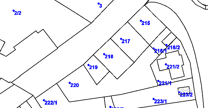 Parcela st. 218 v KÚ Komín, Katastrální mapa