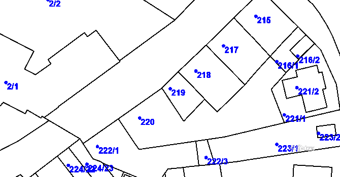 Parcela st. 219 v KÚ Komín, Katastrální mapa