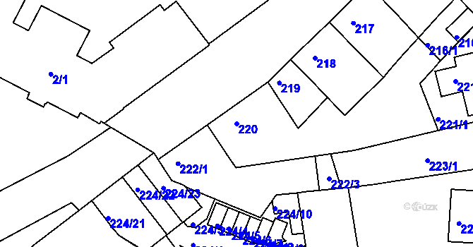 Parcela st. 220 v KÚ Komín, Katastrální mapa