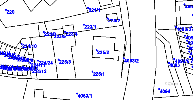 Parcela st. 225/2 v KÚ Komín, Katastrální mapa