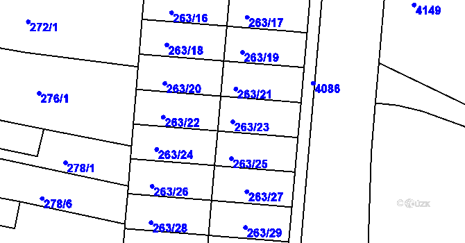 Parcela st. 263/23 v KÚ Komín, Katastrální mapa