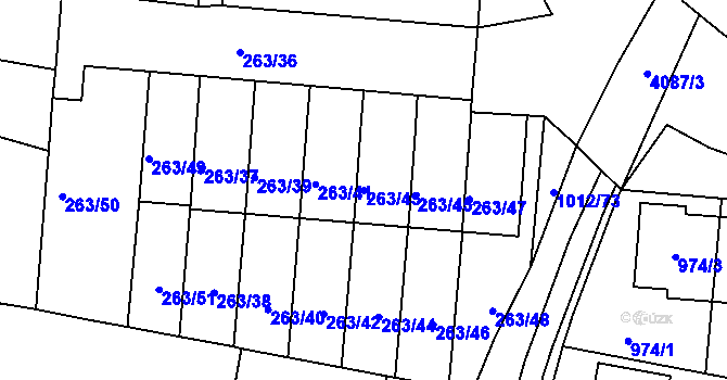Parcela st. 263/43 v KÚ Komín, Katastrální mapa