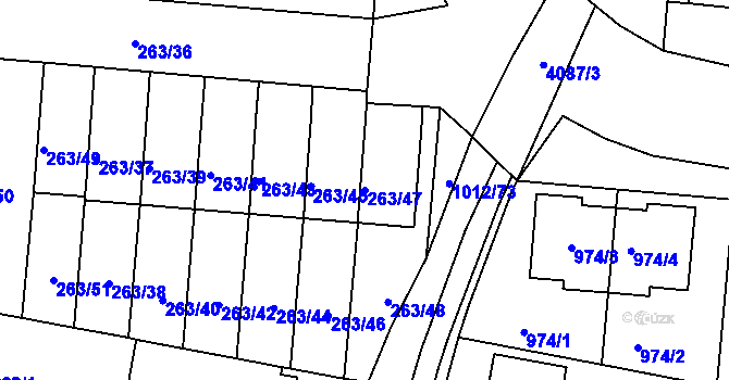 Parcela st. 263/47 v KÚ Komín, Katastrální mapa