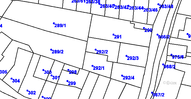 Parcela st. 292/2 v KÚ Komín, Katastrální mapa