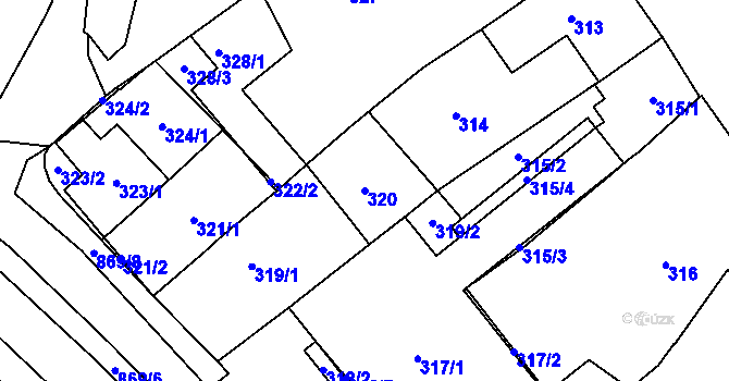 Parcela st. 320 v KÚ Komín, Katastrální mapa