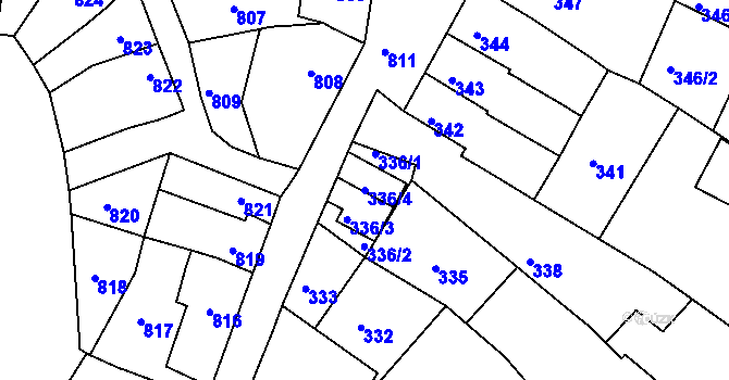 Parcela st. 336/4 v KÚ Komín, Katastrální mapa