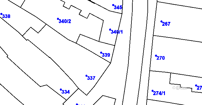 Parcela st. 339 v KÚ Komín, Katastrální mapa
