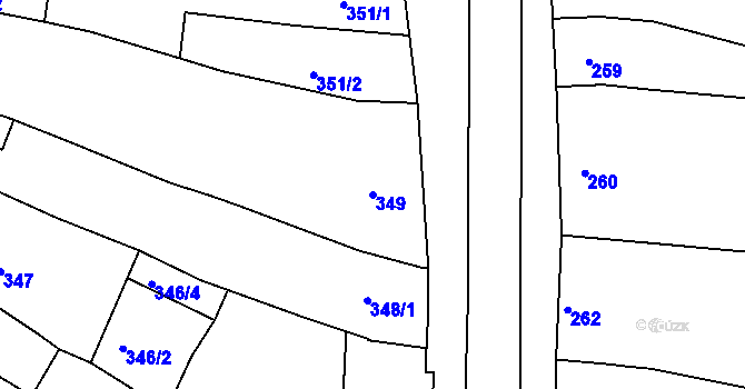 Parcela st. 349 v KÚ Komín, Katastrální mapa