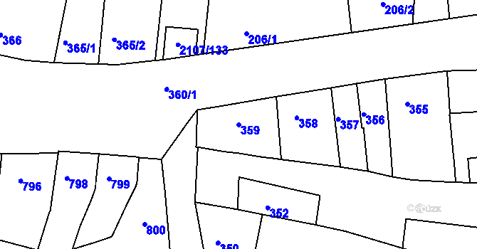 Parcela st. 359 v KÚ Komín, Katastrální mapa