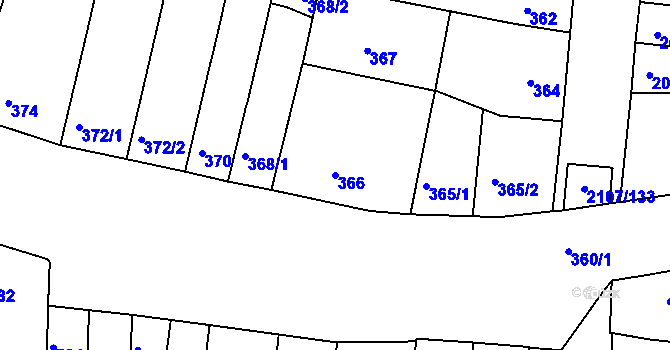 Parcela st. 366 v KÚ Komín, Katastrální mapa