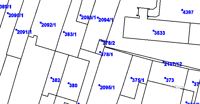 Parcela st. 378/1 v KÚ Komín, Katastrální mapa
