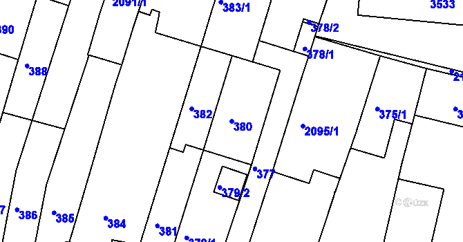 Parcela st. 380 v KÚ Komín, Katastrální mapa