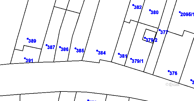 Parcela st. 384 v KÚ Komín, Katastrální mapa