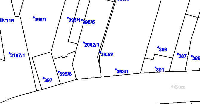 Parcela st. 393/2 v KÚ Komín, Katastrální mapa