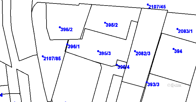 Parcela st. 395/3 v KÚ Komín, Katastrální mapa