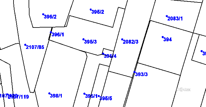 Parcela st. 395/4 v KÚ Komín, Katastrální mapa