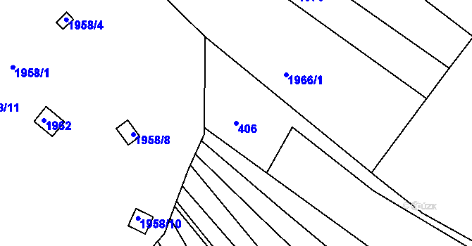 Parcela st. 406 v KÚ Komín, Katastrální mapa