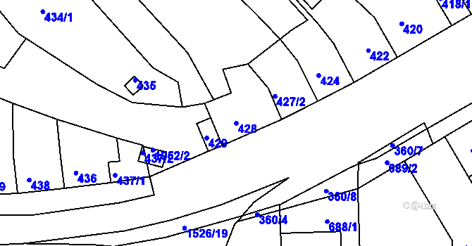 Parcela st. 428 v KÚ Komín, Katastrální mapa