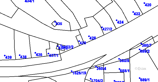 Parcela st. 429 v KÚ Komín, Katastrální mapa