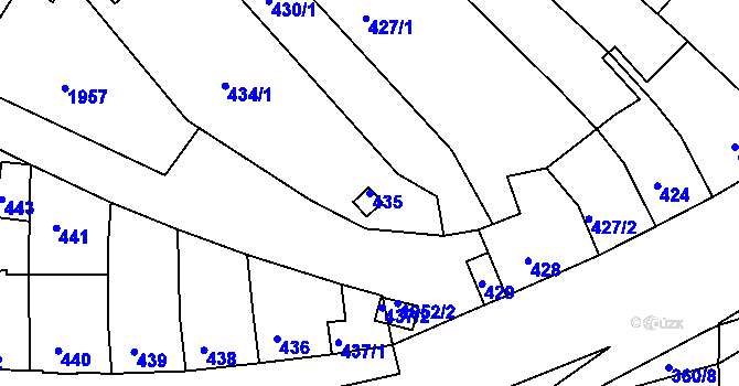 Parcela st. 435 v KÚ Komín, Katastrální mapa