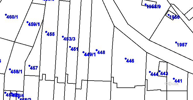 Parcela st. 448 v KÚ Komín, Katastrální mapa