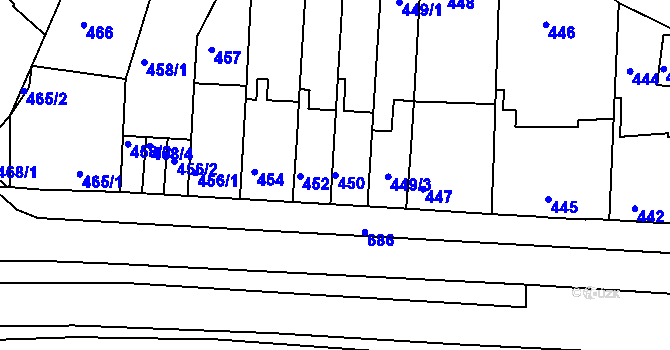 Parcela st. 450 v KÚ Komín, Katastrální mapa