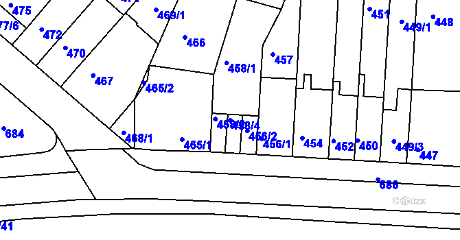 Parcela st. 458/4 v KÚ Komín, Katastrální mapa