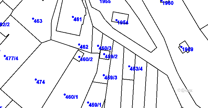 Parcela st. 459/2 v KÚ Komín, Katastrální mapa