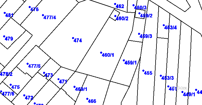 Parcela st. 460/1 v KÚ Komín, Katastrální mapa