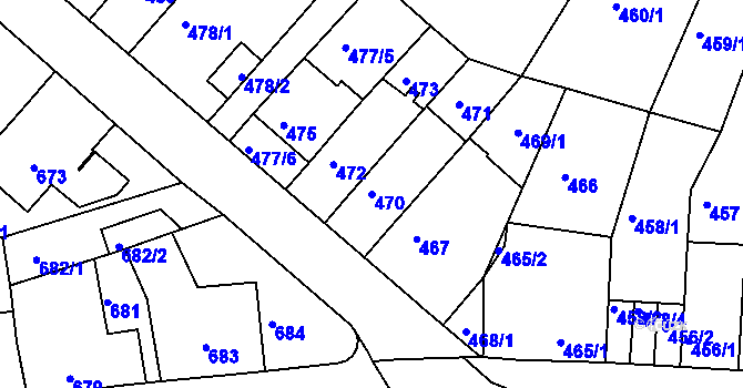 Parcela st. 470 v KÚ Komín, Katastrální mapa