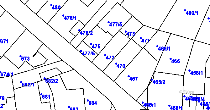 Parcela st. 472 v KÚ Komín, Katastrální mapa