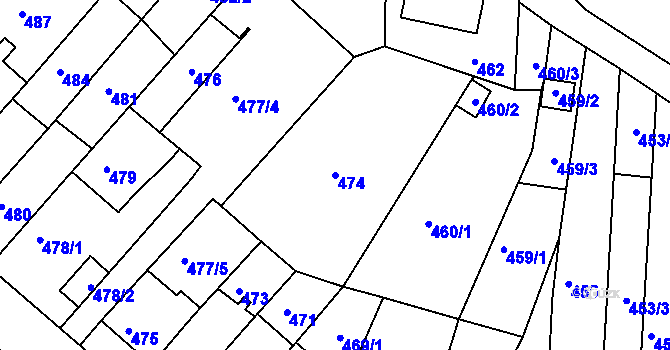 Parcela st. 474 v KÚ Komín, Katastrální mapa