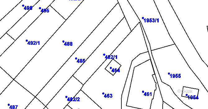 Parcela st. 482/1 v KÚ Komín, Katastrální mapa