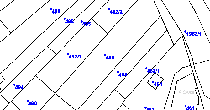 Parcela st. 488 v KÚ Komín, Katastrální mapa
