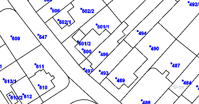 Parcela st. 496 v KÚ Komín, Katastrální mapa