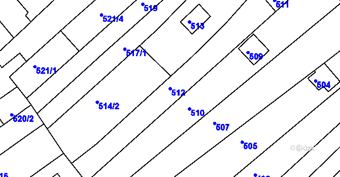 Parcela st. 512 v KÚ Komín, Katastrální mapa