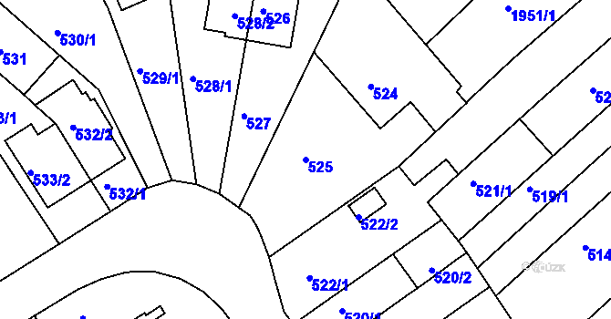 Parcela st. 525 v KÚ Komín, Katastrální mapa