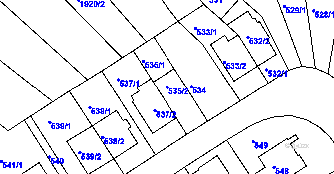 Parcela st. 535/2 v KÚ Komín, Katastrální mapa