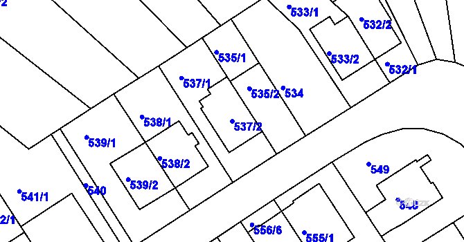 Parcela st. 537/2 v KÚ Komín, Katastrální mapa
