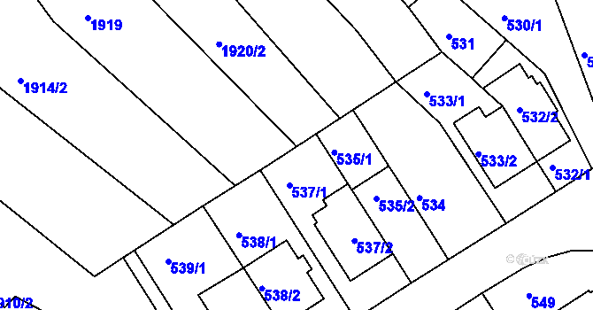 Parcela st. 537/4 v KÚ Komín, Katastrální mapa